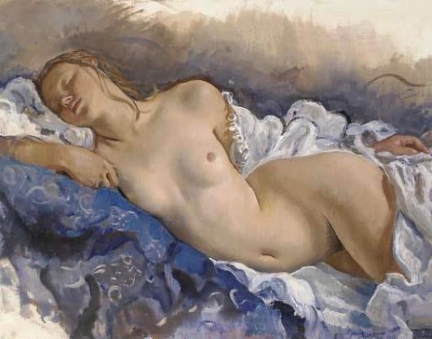 齐娜伊达·谢雷布里亚科娃 (Zinaida Serebriakova) 裸体睡觉 1913